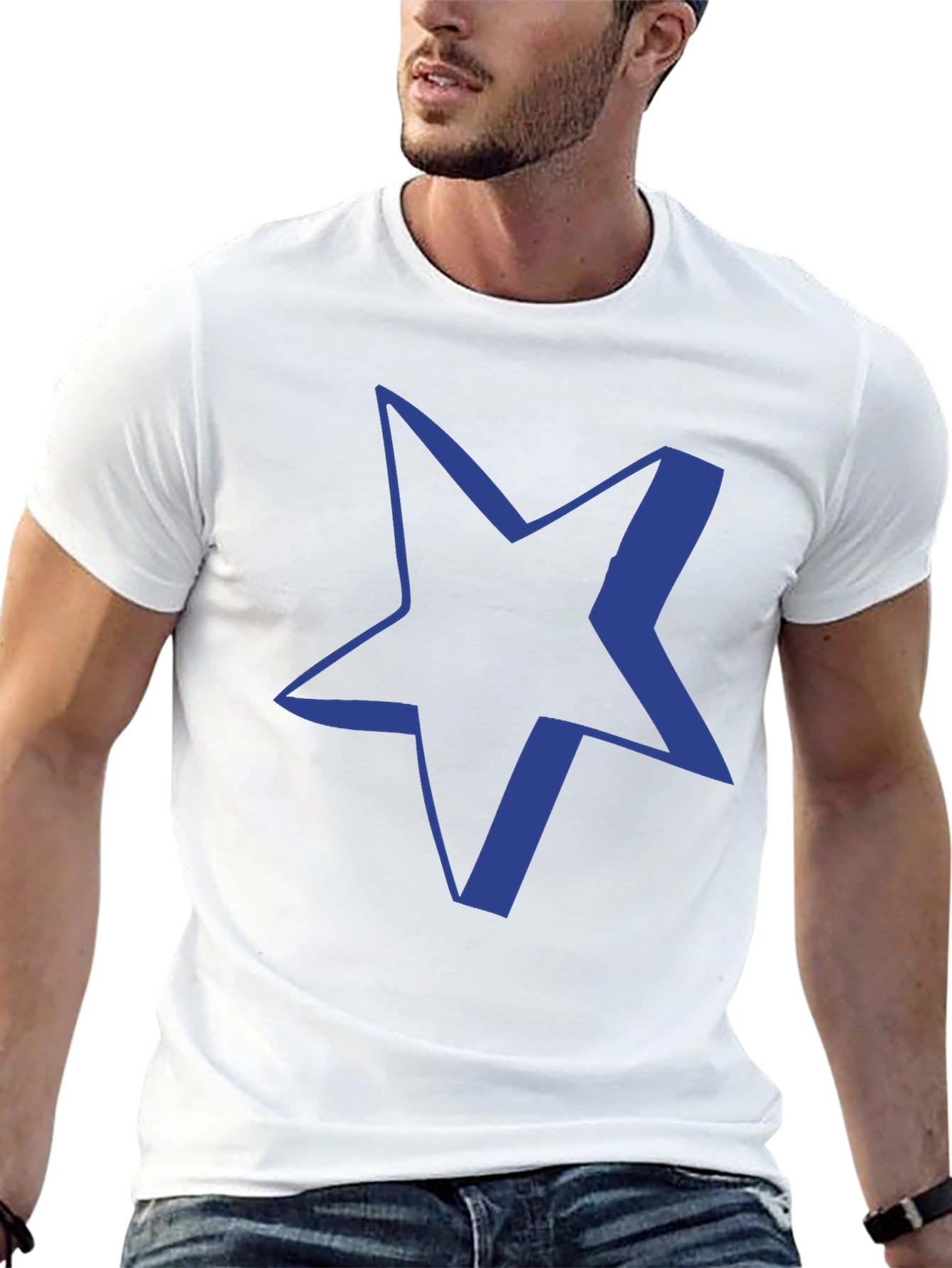 Black T-Shirt with Blue Star