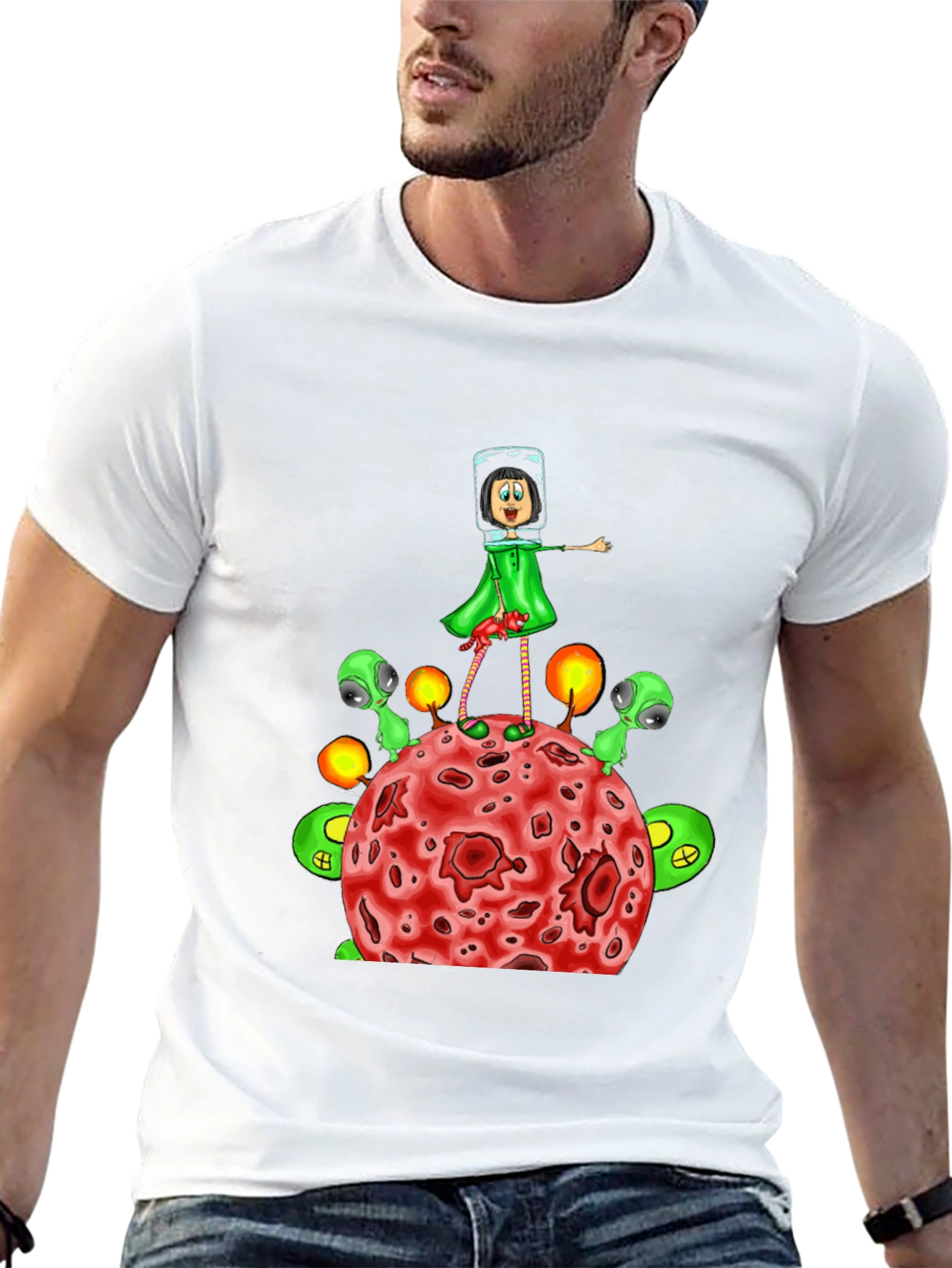 Cosmic Cartoon T-Shirt: Alien Planet Adventure