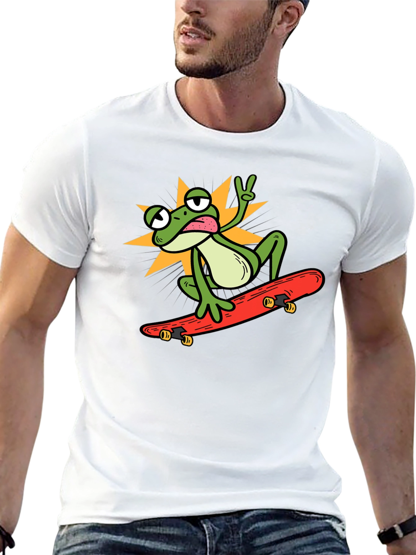 Cool Frog Skateboarder Graphic Tee