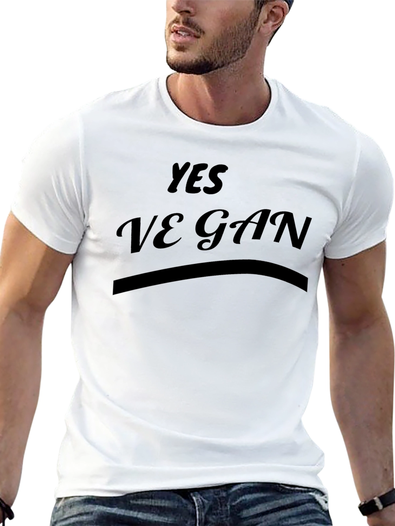 Yes Vegan Graphic T-Shirt - Black Cotton Blend