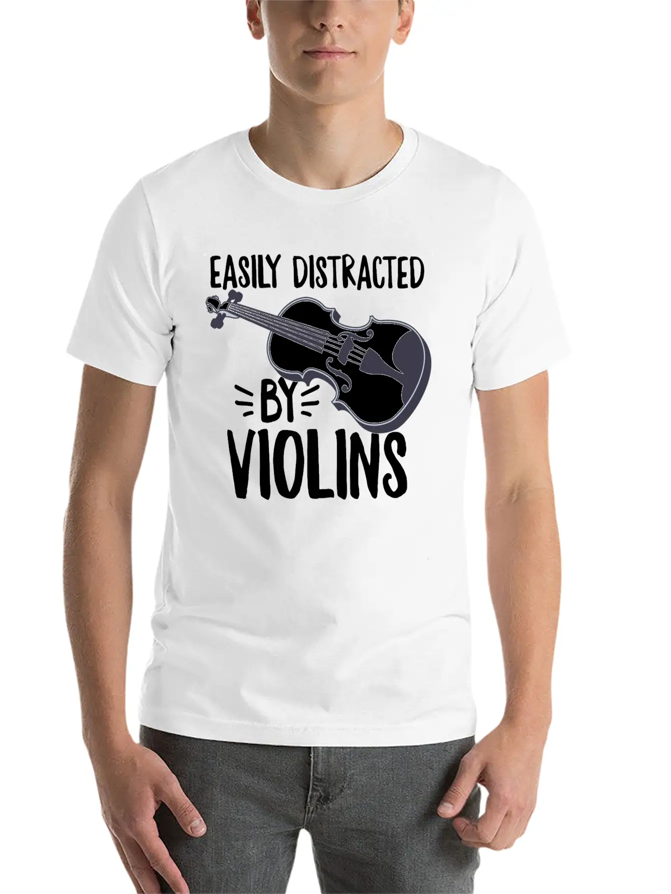 Easily Distracted By Violins Design For A Violin Unisex Casual T-Shirt – Clean Design For Daily Comfort