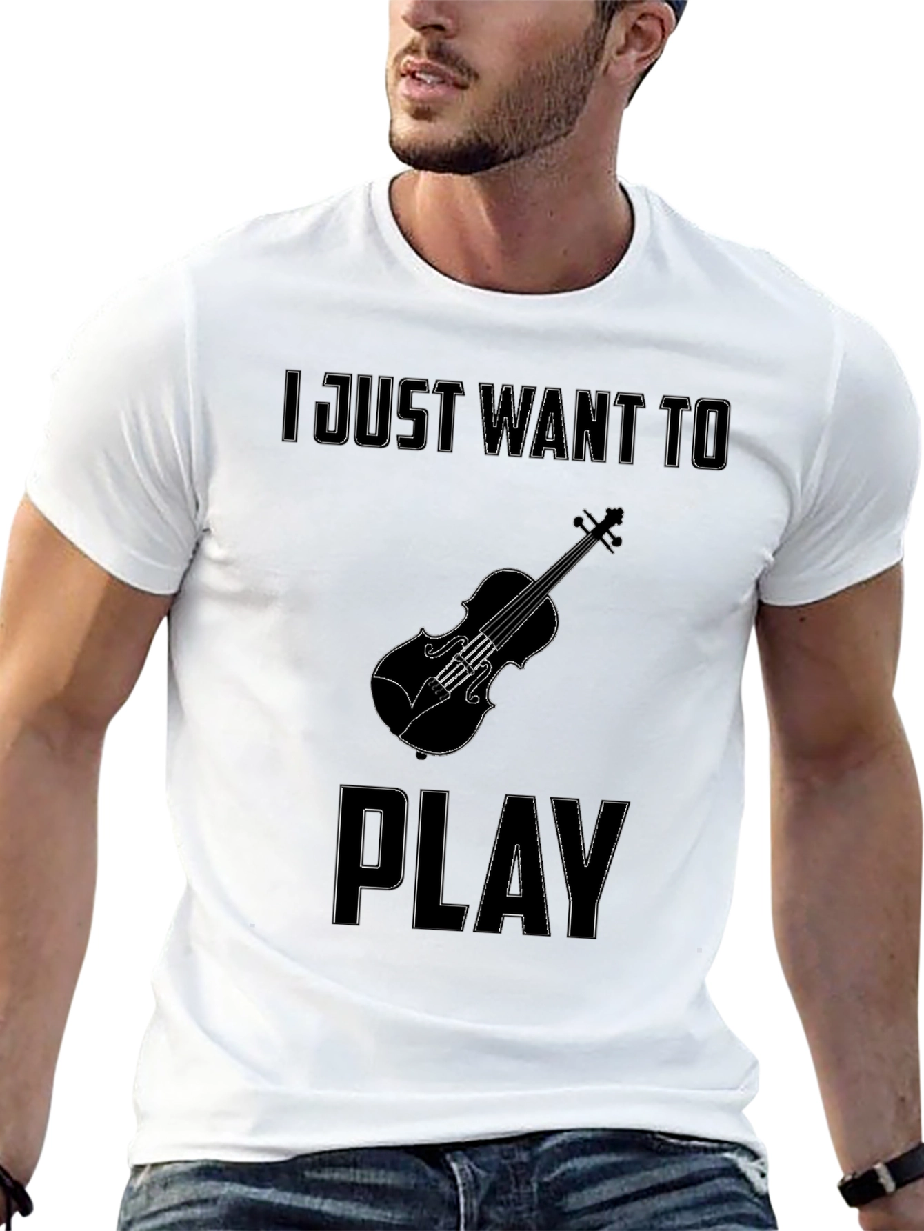 Violin T-Shirt: I Just Want To Play Black Tee