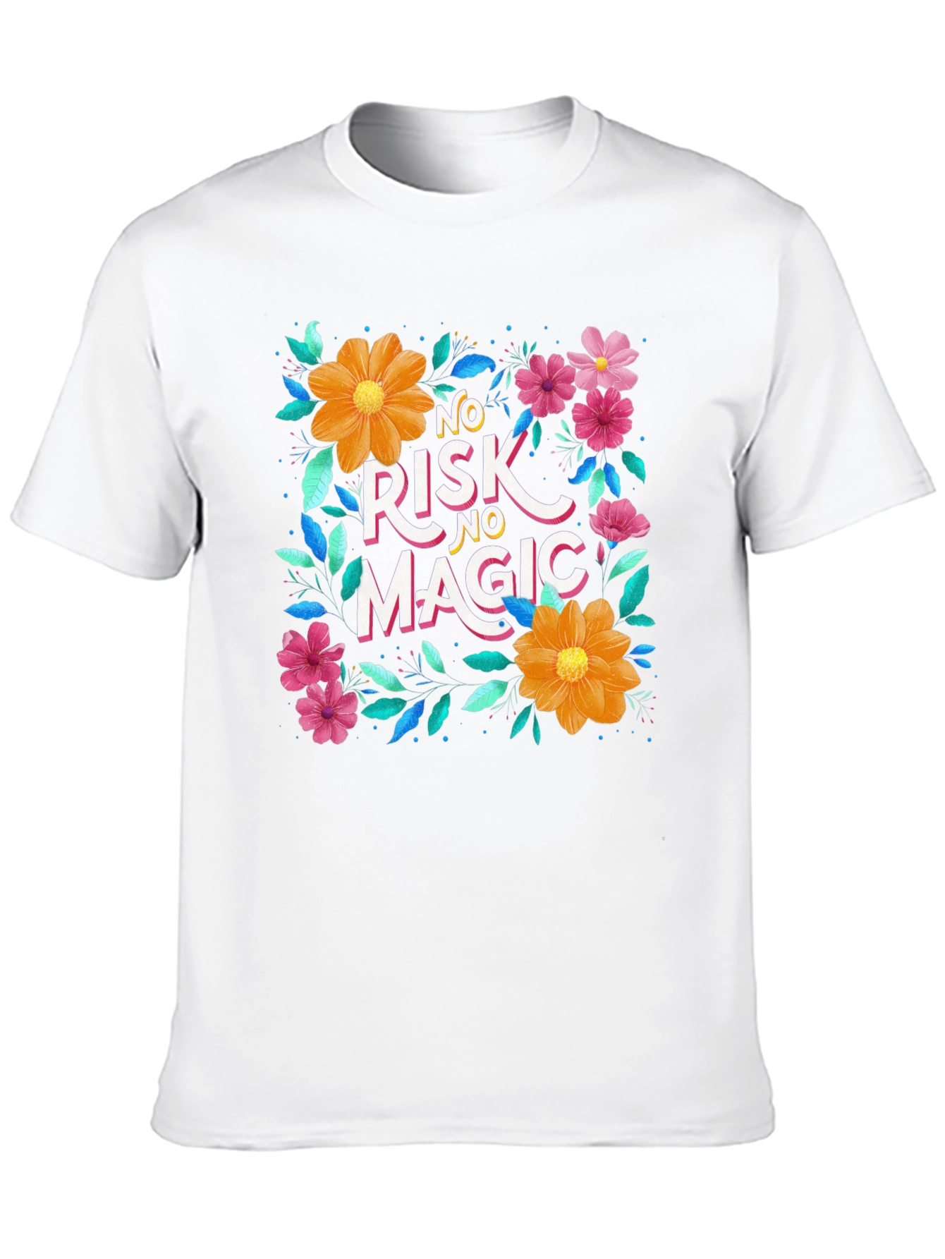 Floral No Risk No Magic Black Graphic T-Shirt