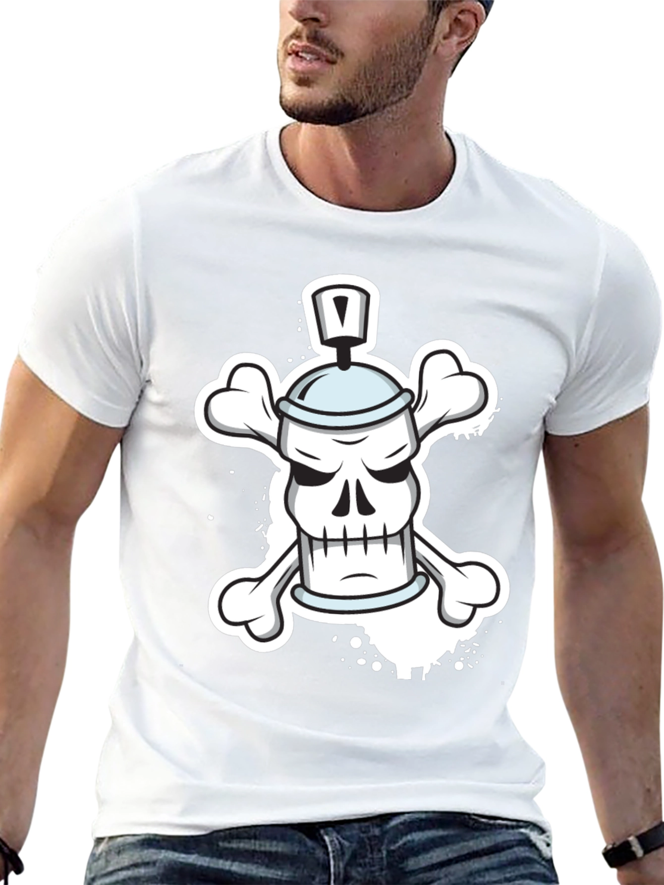 Spray Paint Skull Bones T-Shirt - Edgy Streetwear