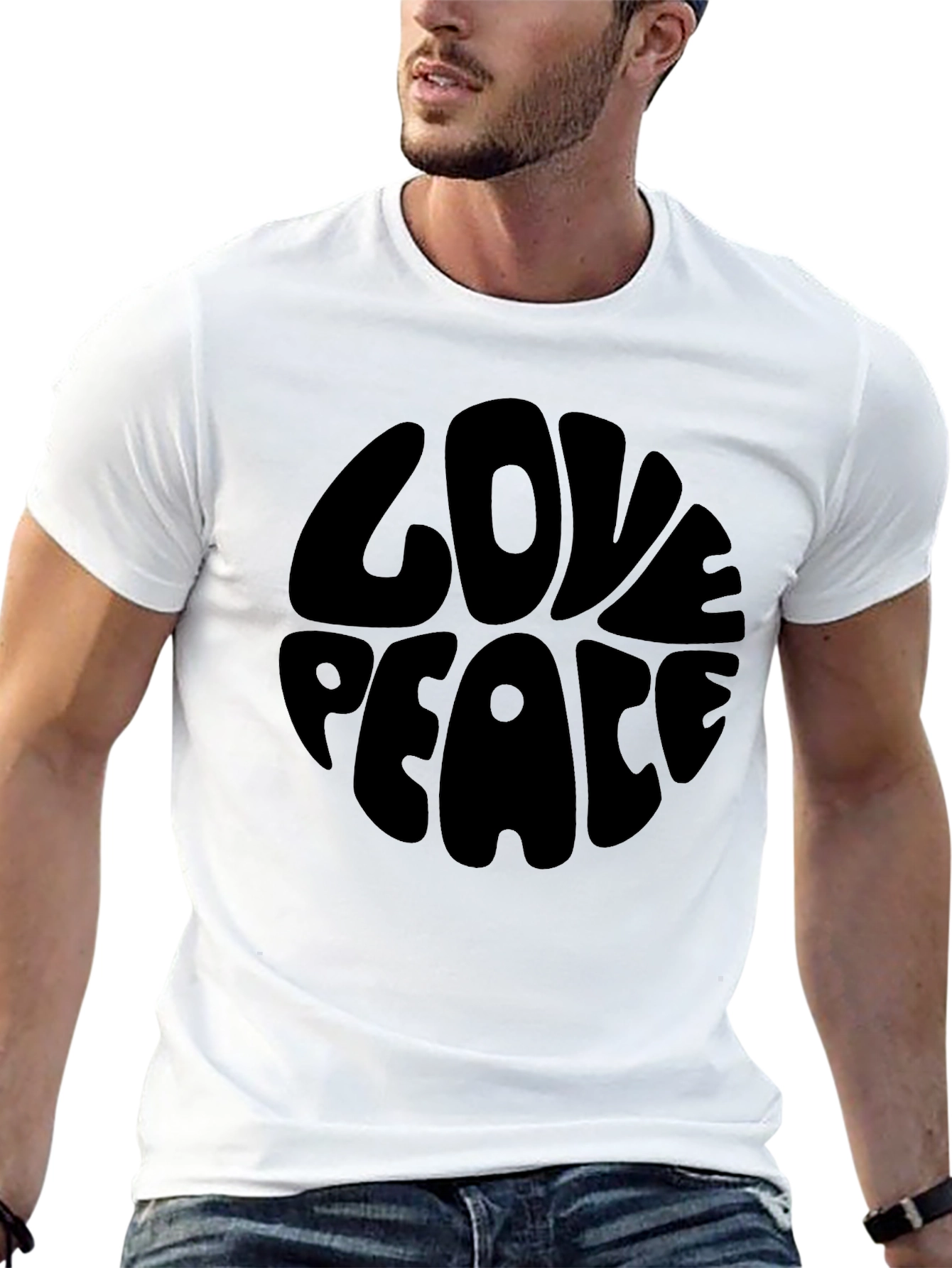 Love Peace Graphic T-Shirt - Black