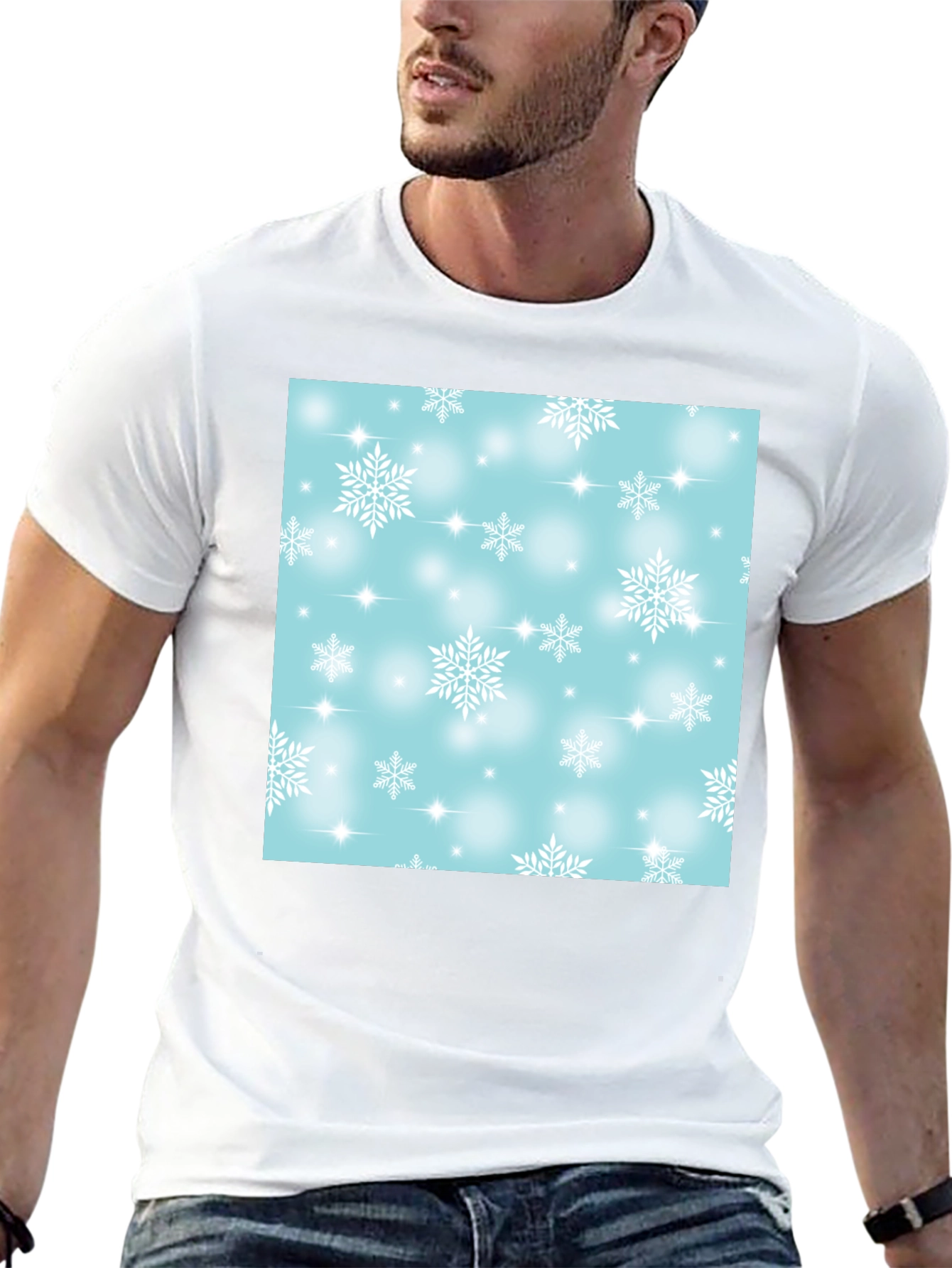 Snowflake Pattern T-Shirt - Winter Festive Tee