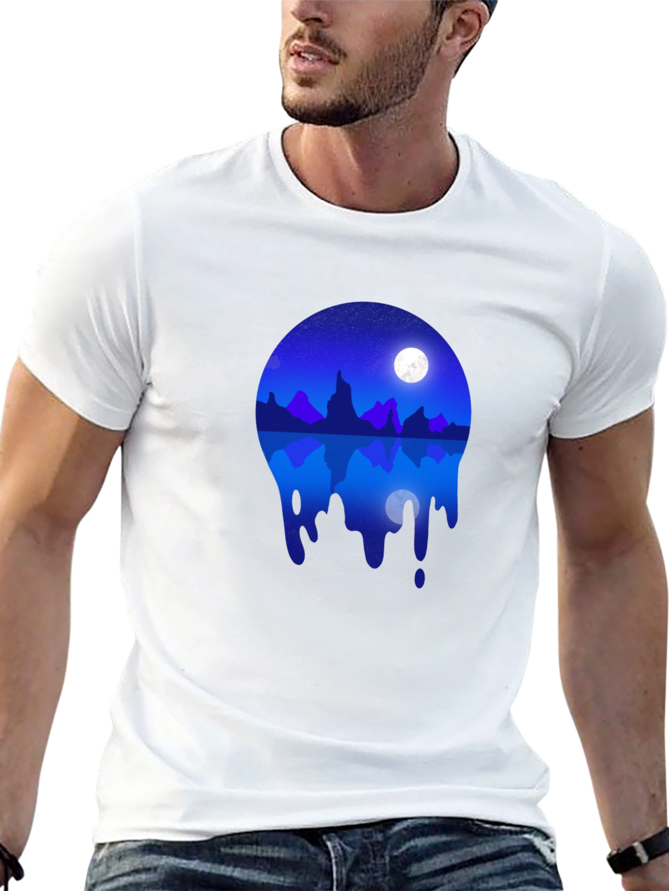 Night Sky Mountain Reflection Graphic T-Shirt