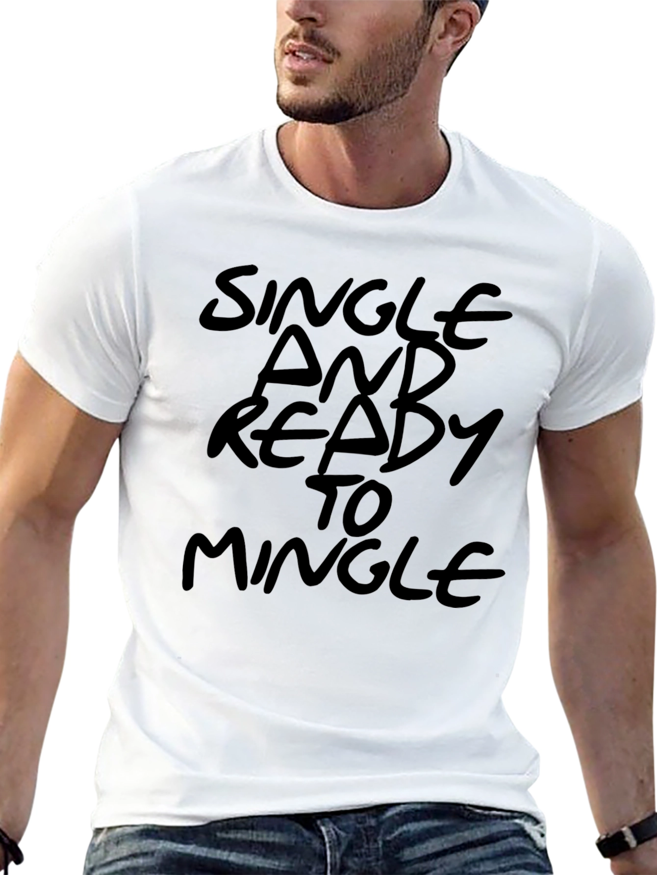 Single and Ready to Mingle Mens Black T-Shirt