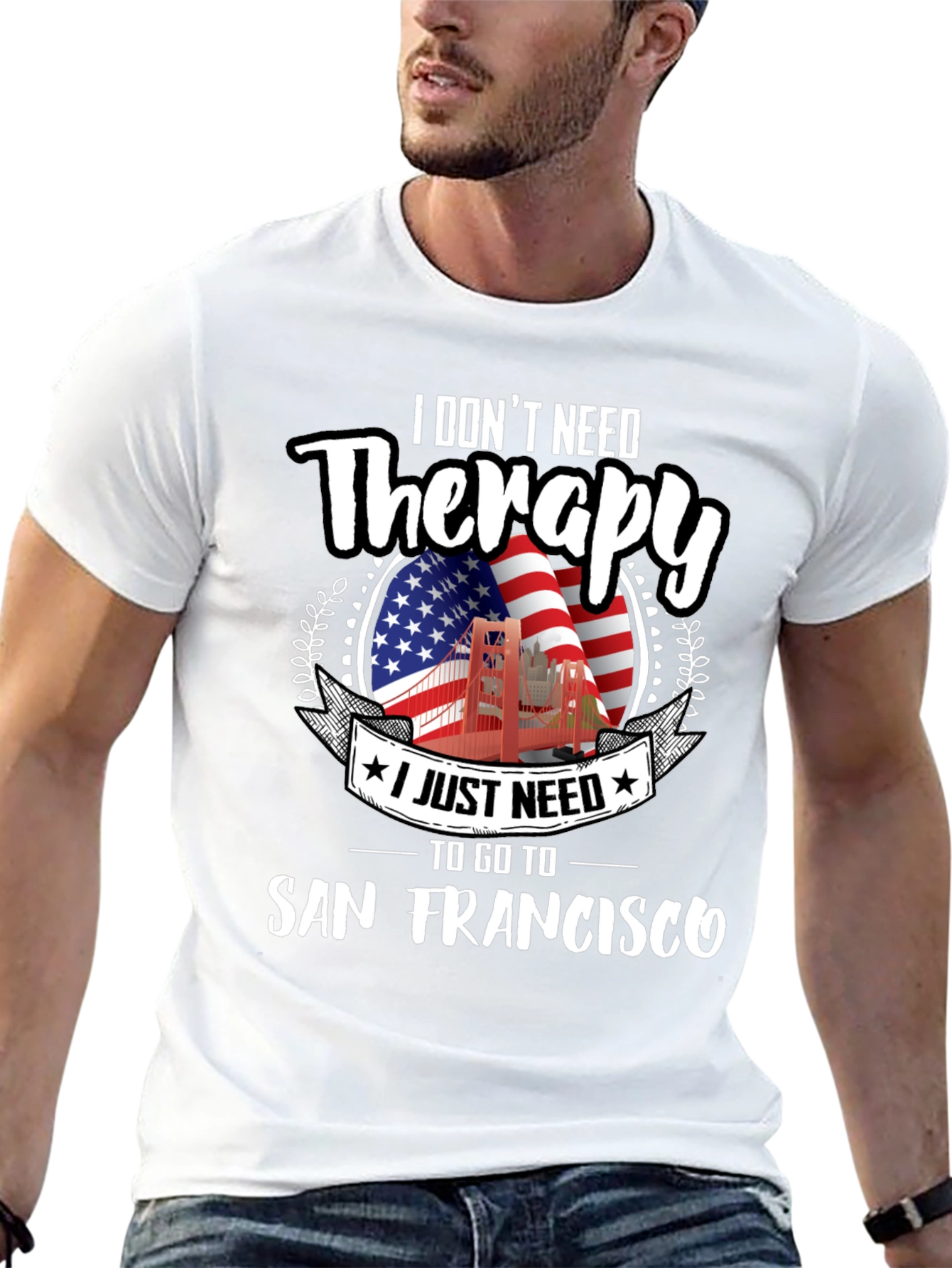 San Francisco Therapy Graphic Tee - Black Cotton T-Shirt
