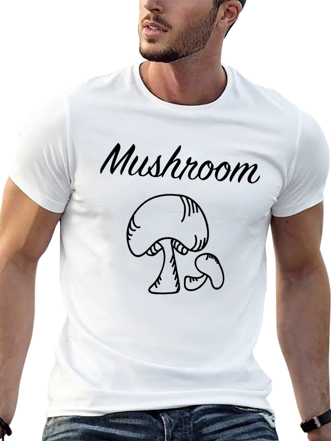 Mushroom Graphic Tee - Black Crew Neck