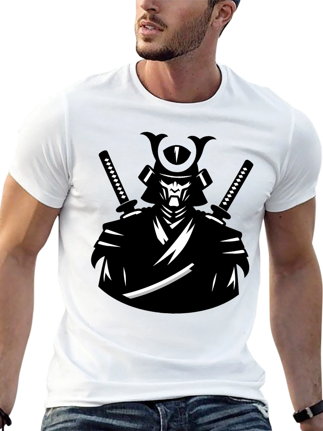 Samurai Warrior Graphic Tee - Cool Black T-Shirt