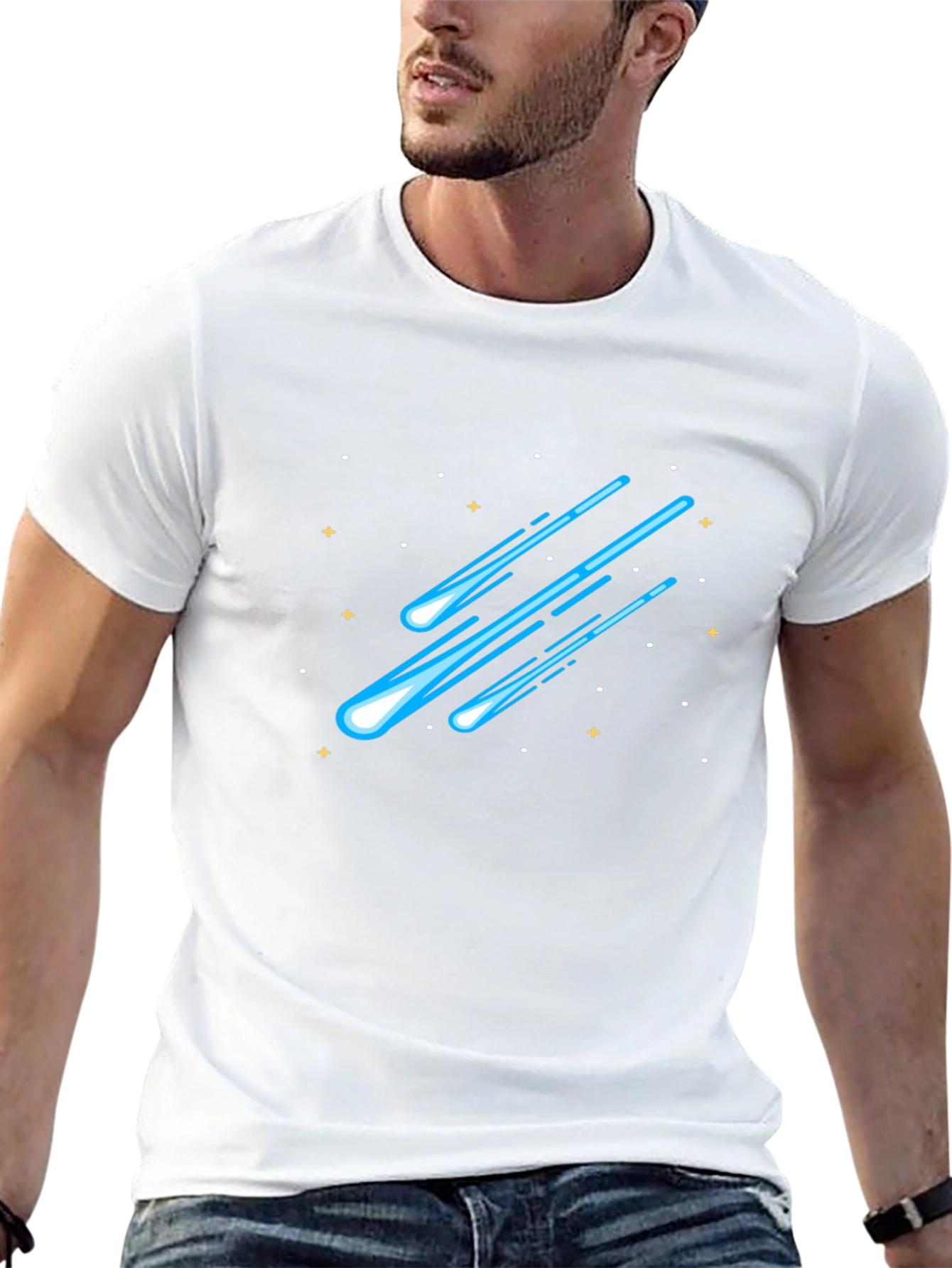 Meteor Shower Graphic Tee - Black Cotton T-Shirt