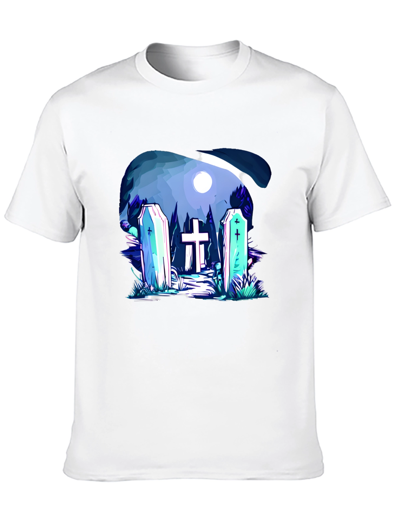 Cemetery Graphic Print Black T-Shirt