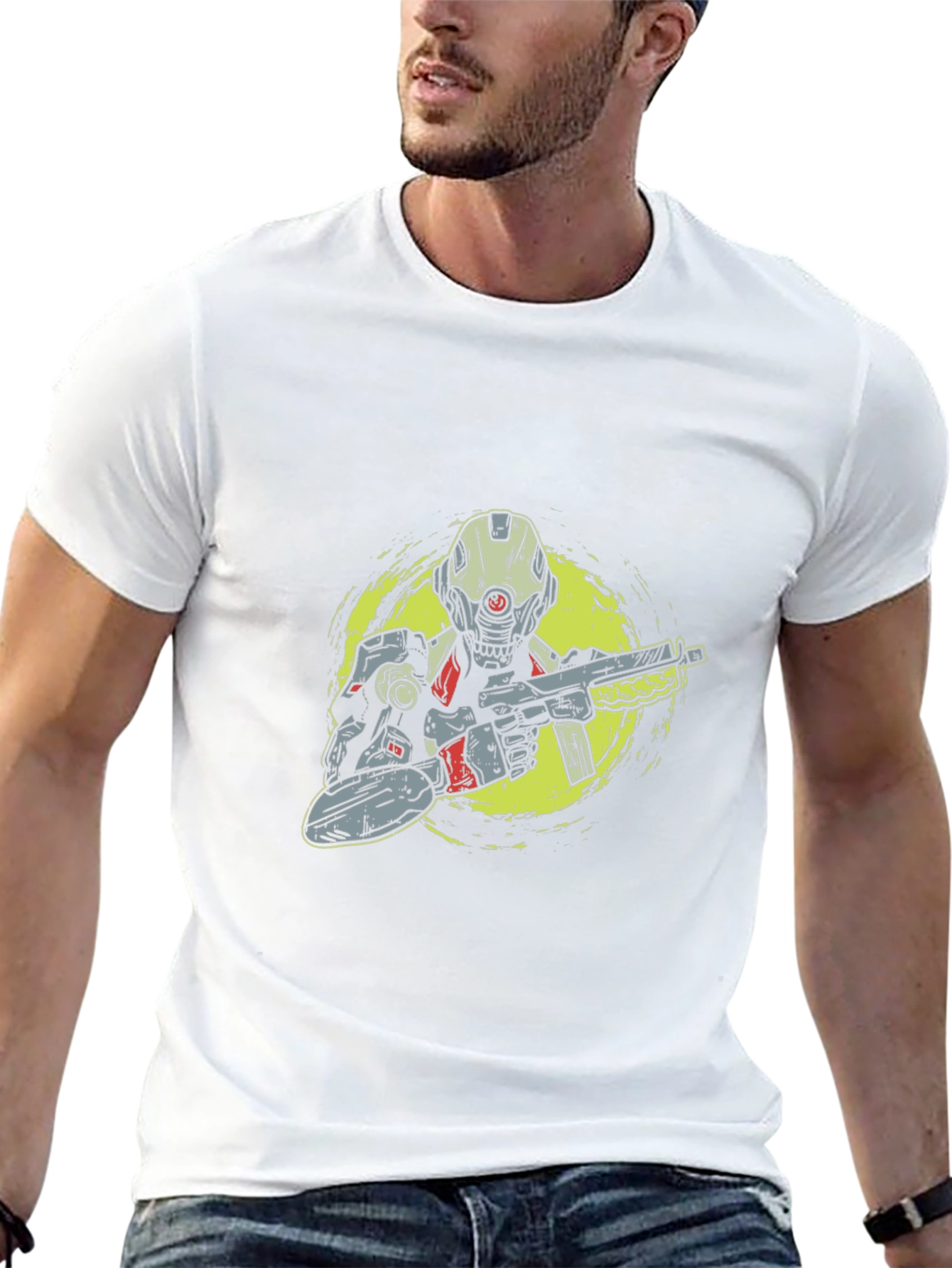 Sci-Fi Soldier Graphic Tee - Black