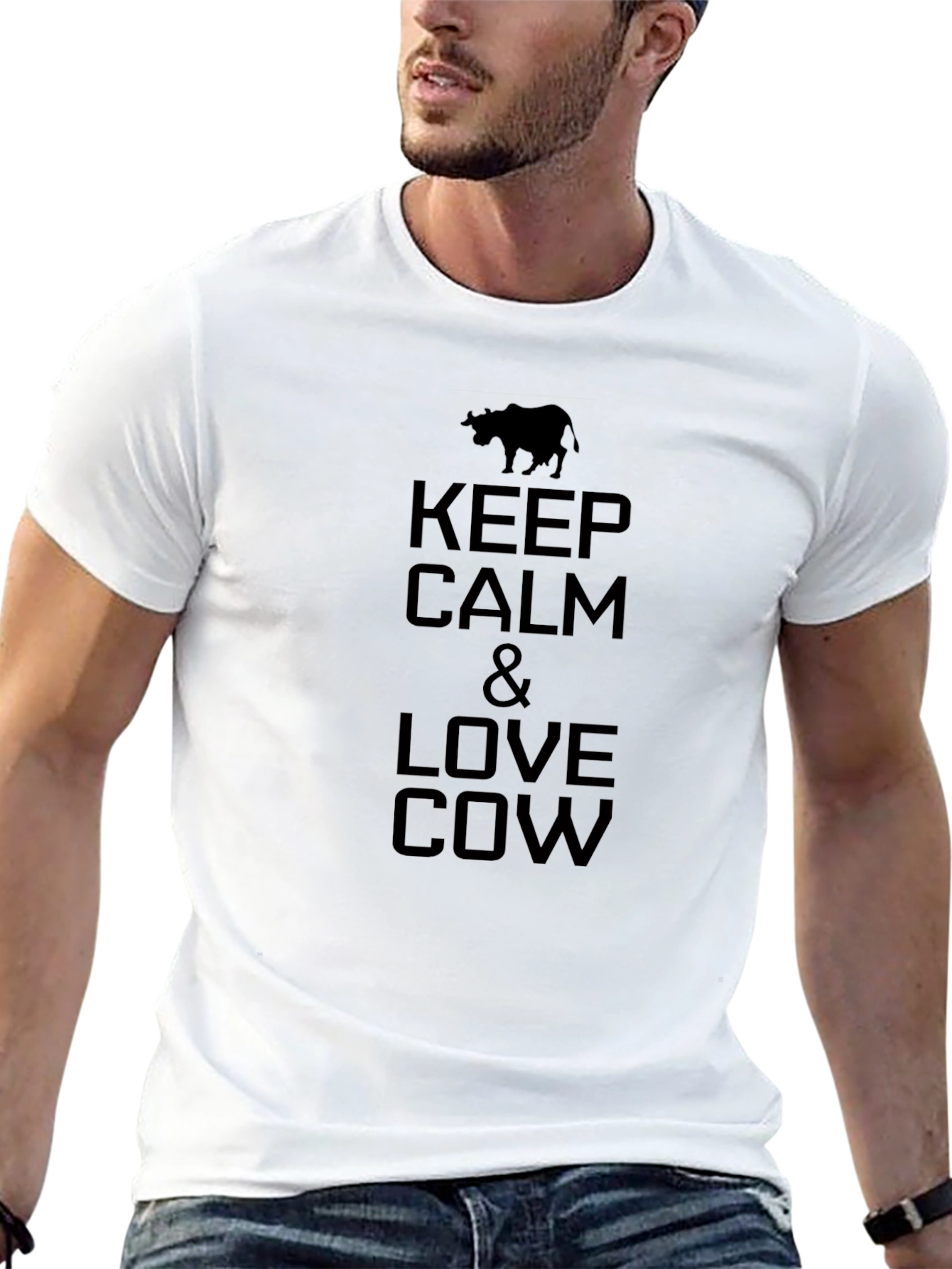 Keep Calm & Love Cow Black T-Shirt