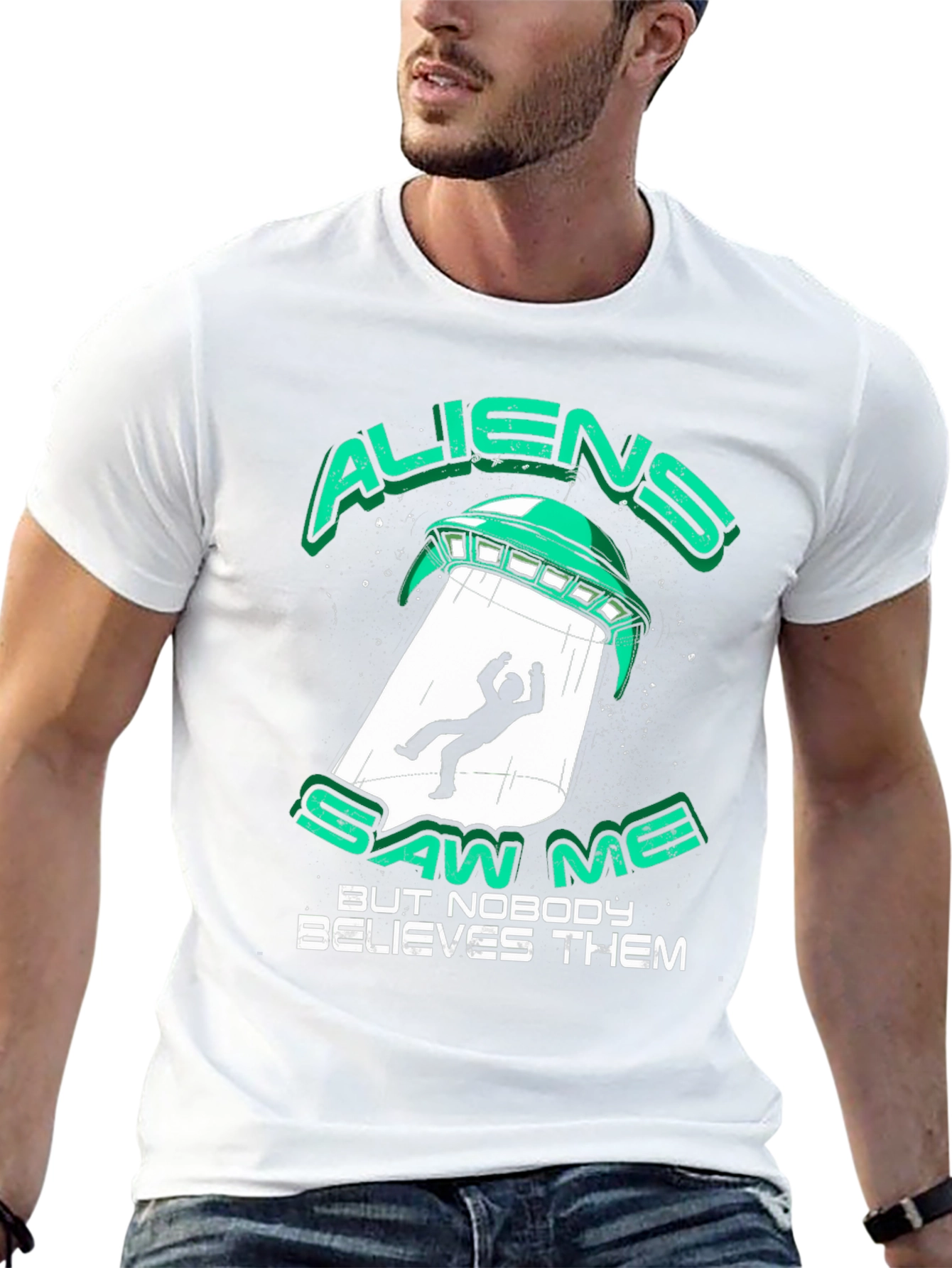 Aliens Saw Me T-Shirt - UFO Abduction Graphic Tee