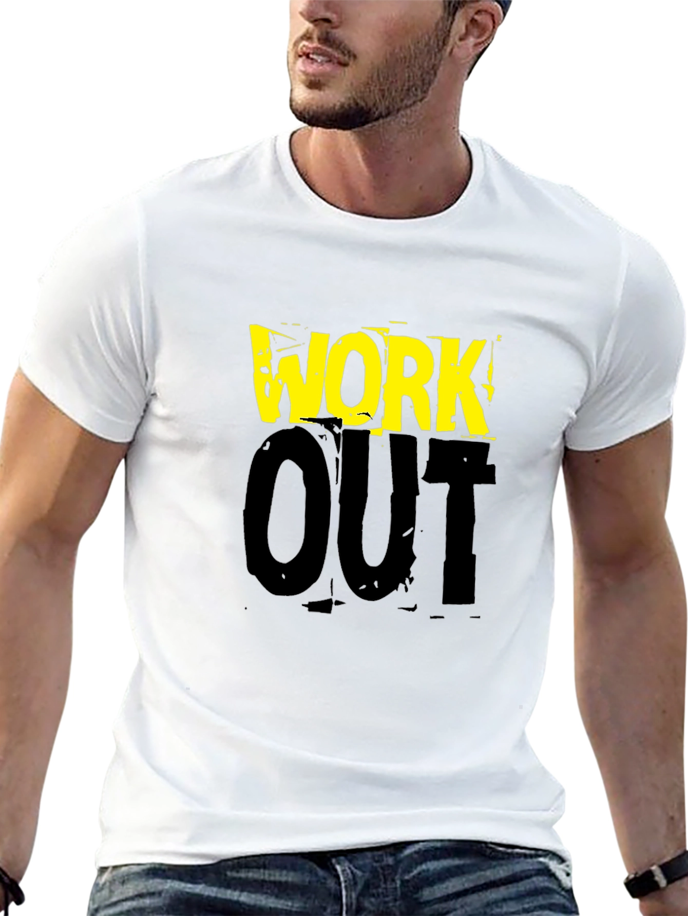 Work Out Black Graphic Print T-Shirt