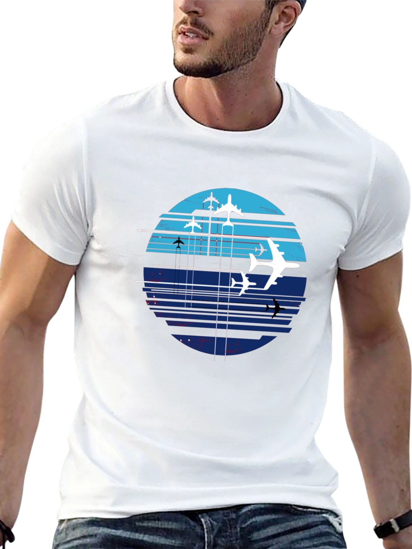 Aviation Sunset Graphic Tee - Black