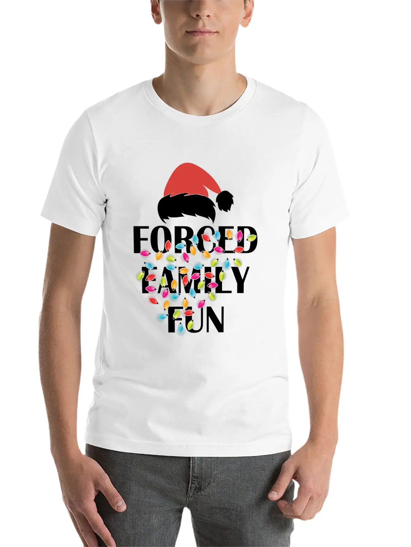 Forced Family Fun Sarcastic Christmas Unisex Casual T-Shirt – Clean Design For Daily Comfort