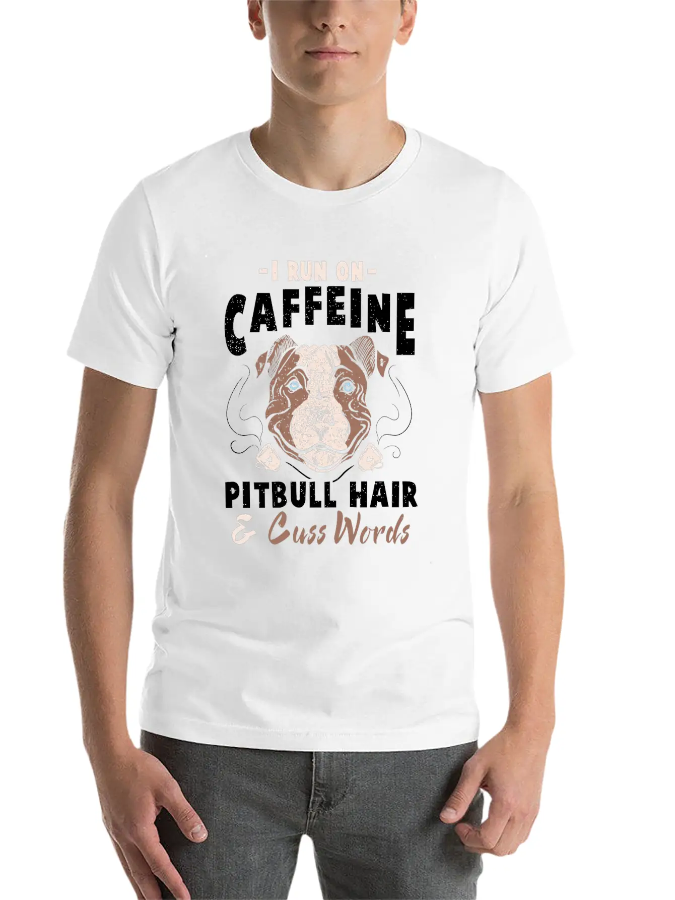 Funny Pitbull Hair And Caffeine T-Shirt Pit Bull F Unisex Casual T-Shirt – Clean Design For Daily Comfort