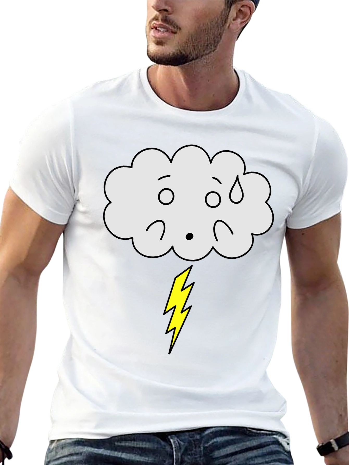 Funny Weather Cloud Lightning Bolt Graphic T-Shirt