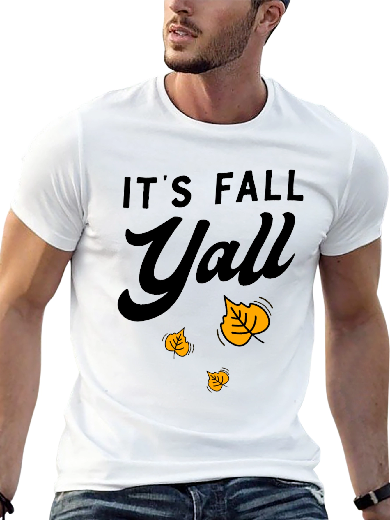 Its Fall Yall T-Shirt - Autumn Leaves Design