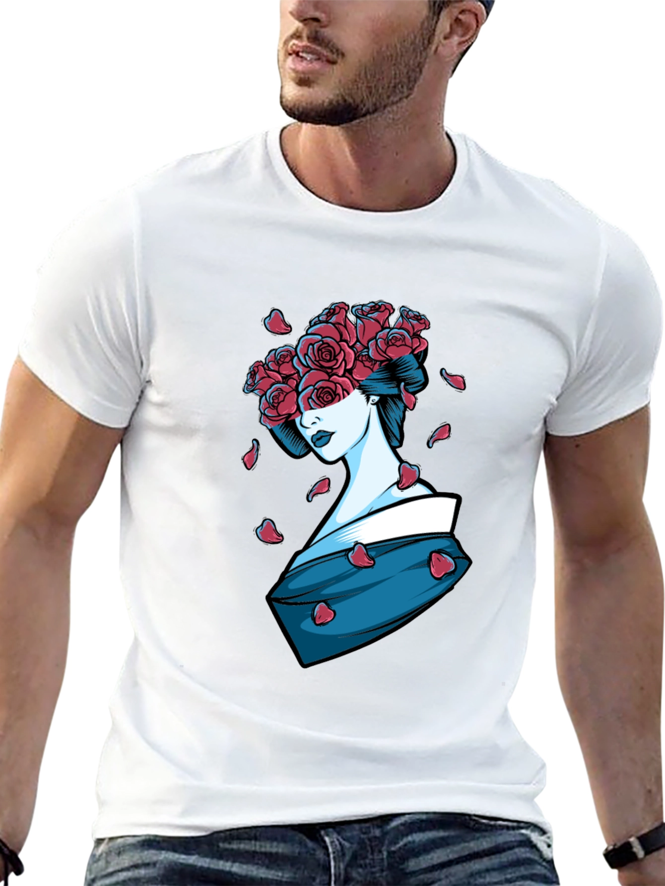 Geisha Rose T-Shirt - Unique Graphic Tee