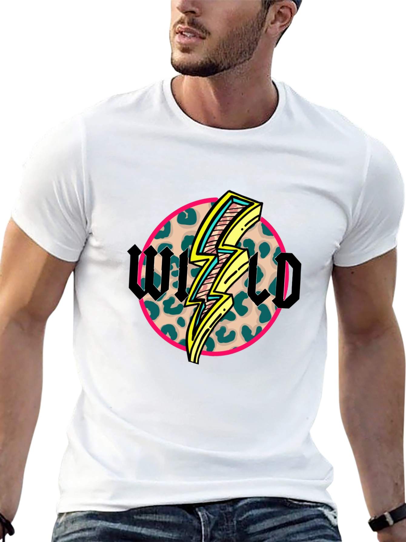 Wild Graphic Tee - Leopard Print Lightning Bolt