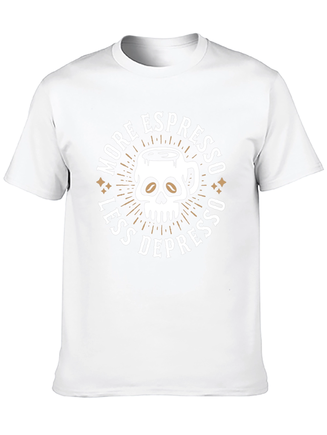More Espresso Less Depresso Skull Coffee Graphic Tee