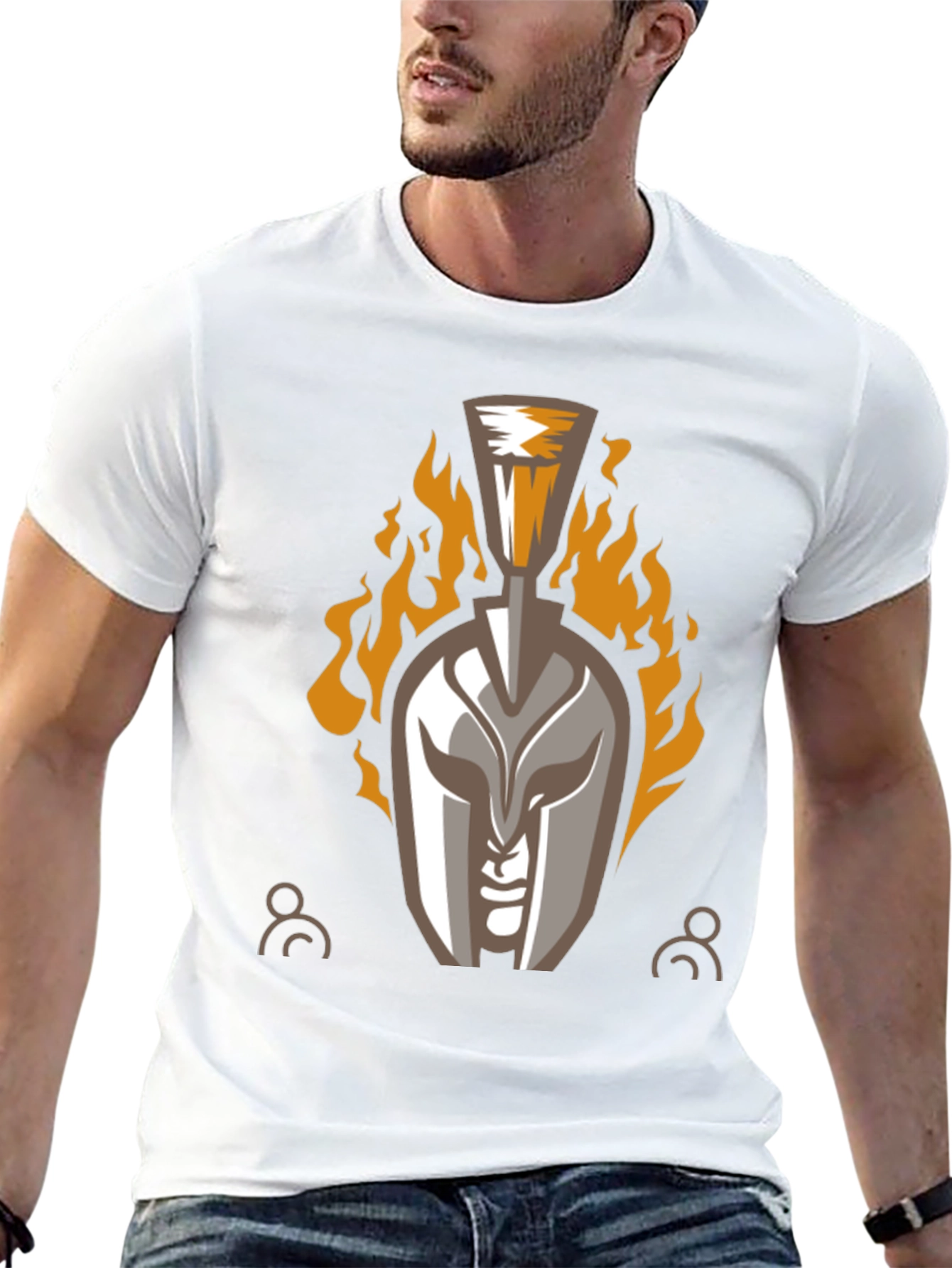 Spartan Helmet T-Shirt - Fiery Warrior Design