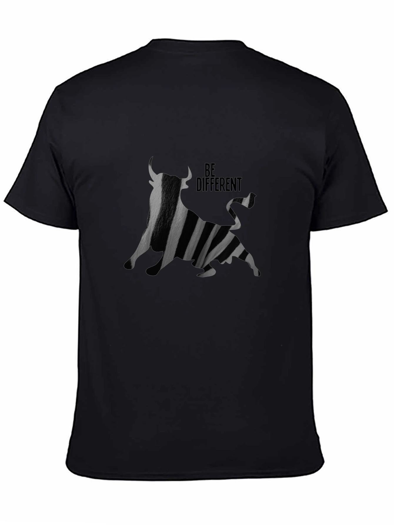 Be Different Bull Graphic Black T-Shirt