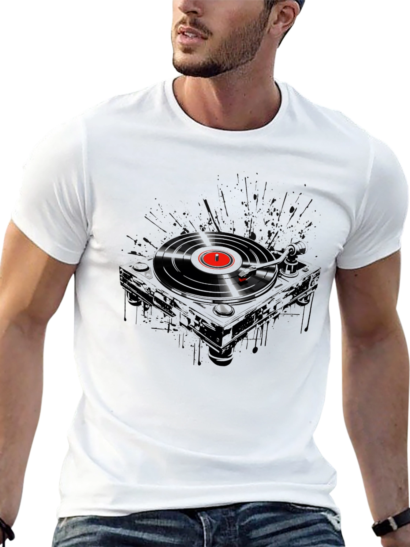 Retro Turntable Graphic T-Shirt - DJ Music Lover Tee
