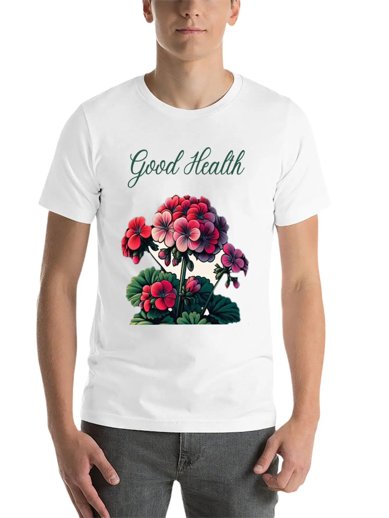 Geranium Glow: A Symbol Of Good Health Unisex Casual T-Shirt – Clean Design For Daily Comfort