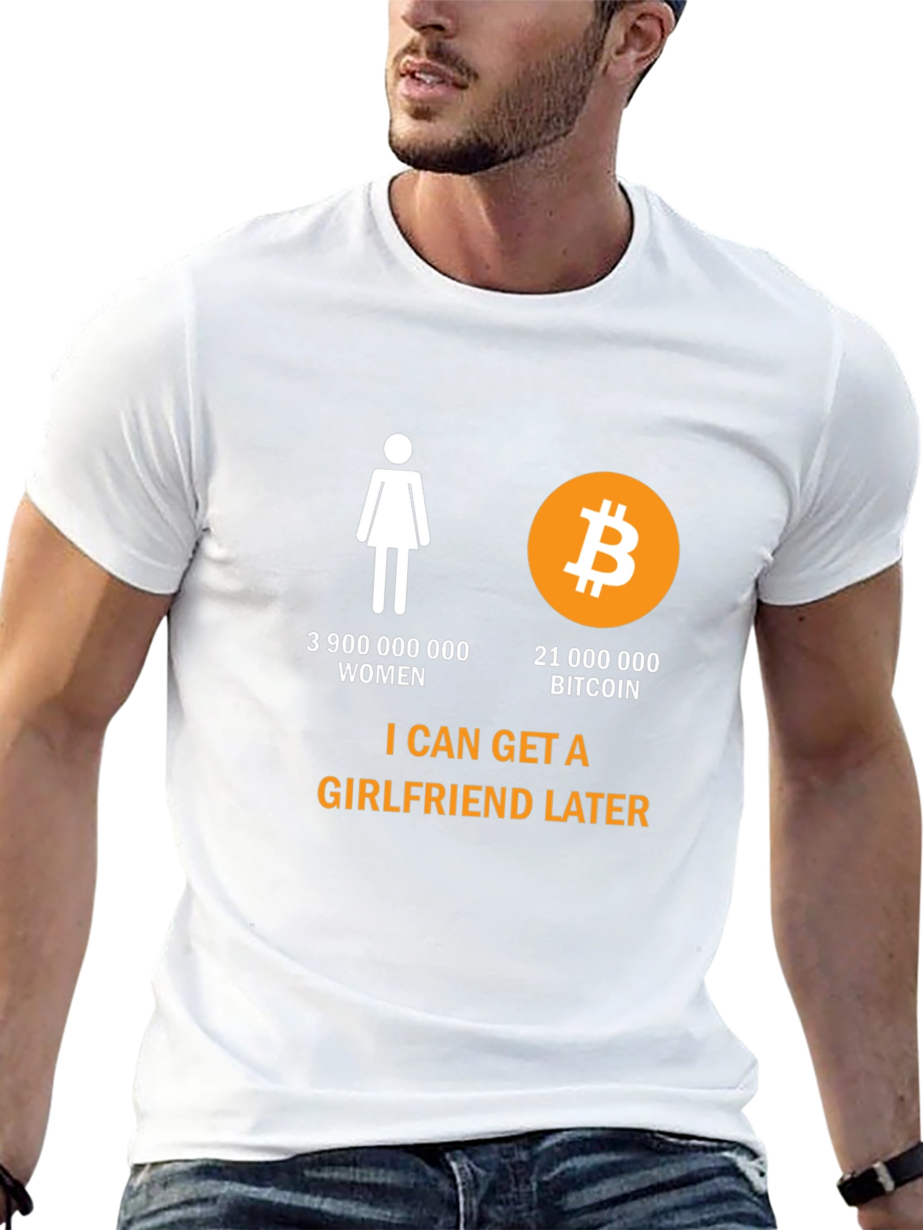 Bitcoin Humor T-Shirt: Girlfriend Later Crypto Tee