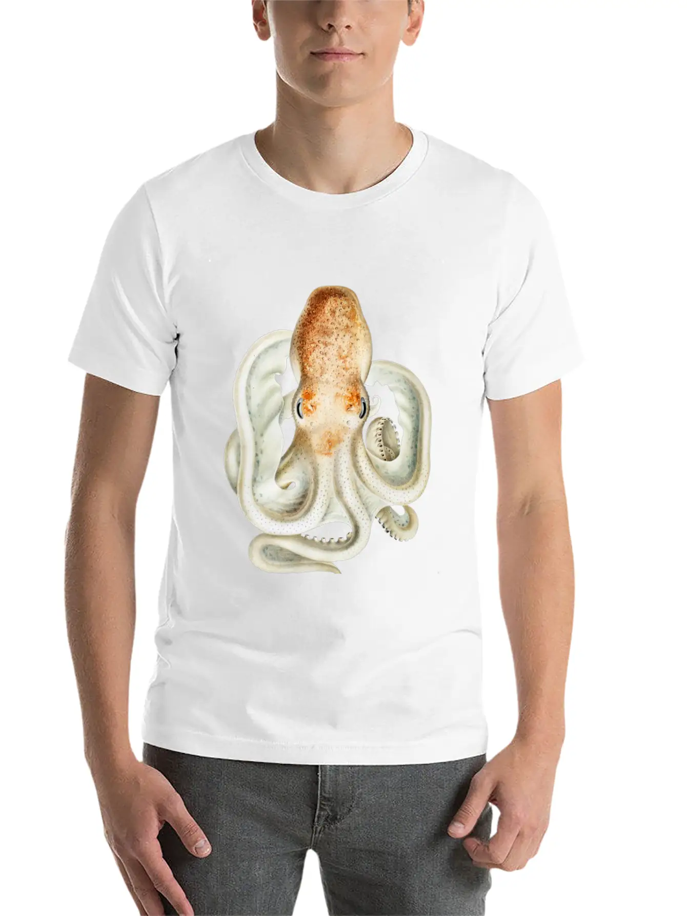 Ghost Octopus Unisex Casual T-Shirt – Clean Design For Daily Comfort
