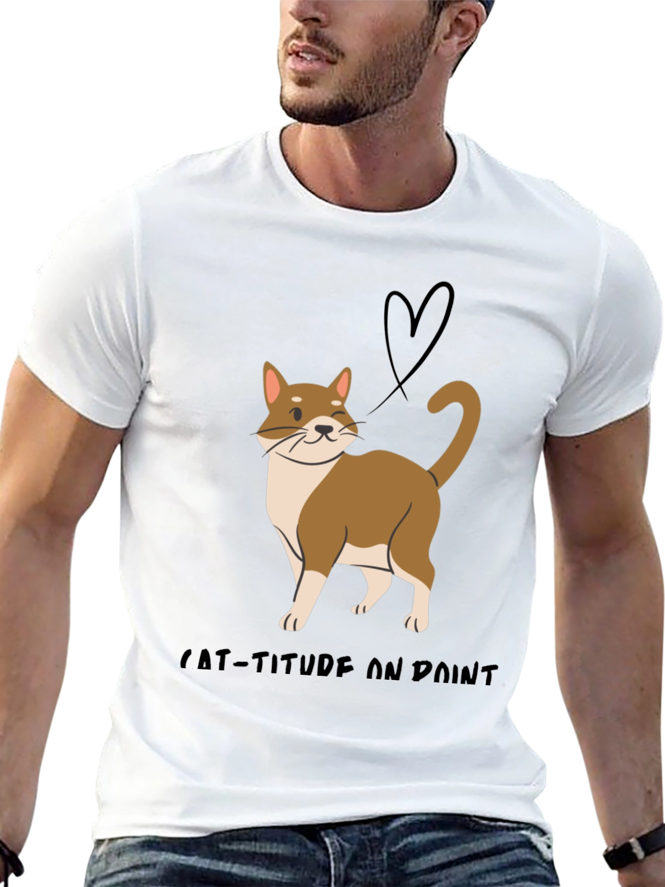 Cat-Titude T-Shirt: Stylish Cat Design Soft Fabric