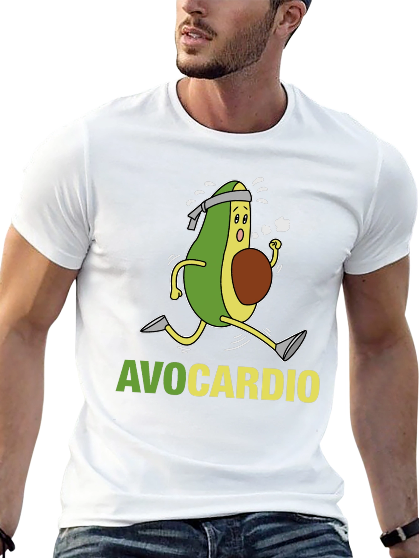 AvoCardio Black T-Shirt: Running Avocado Graphic Tee