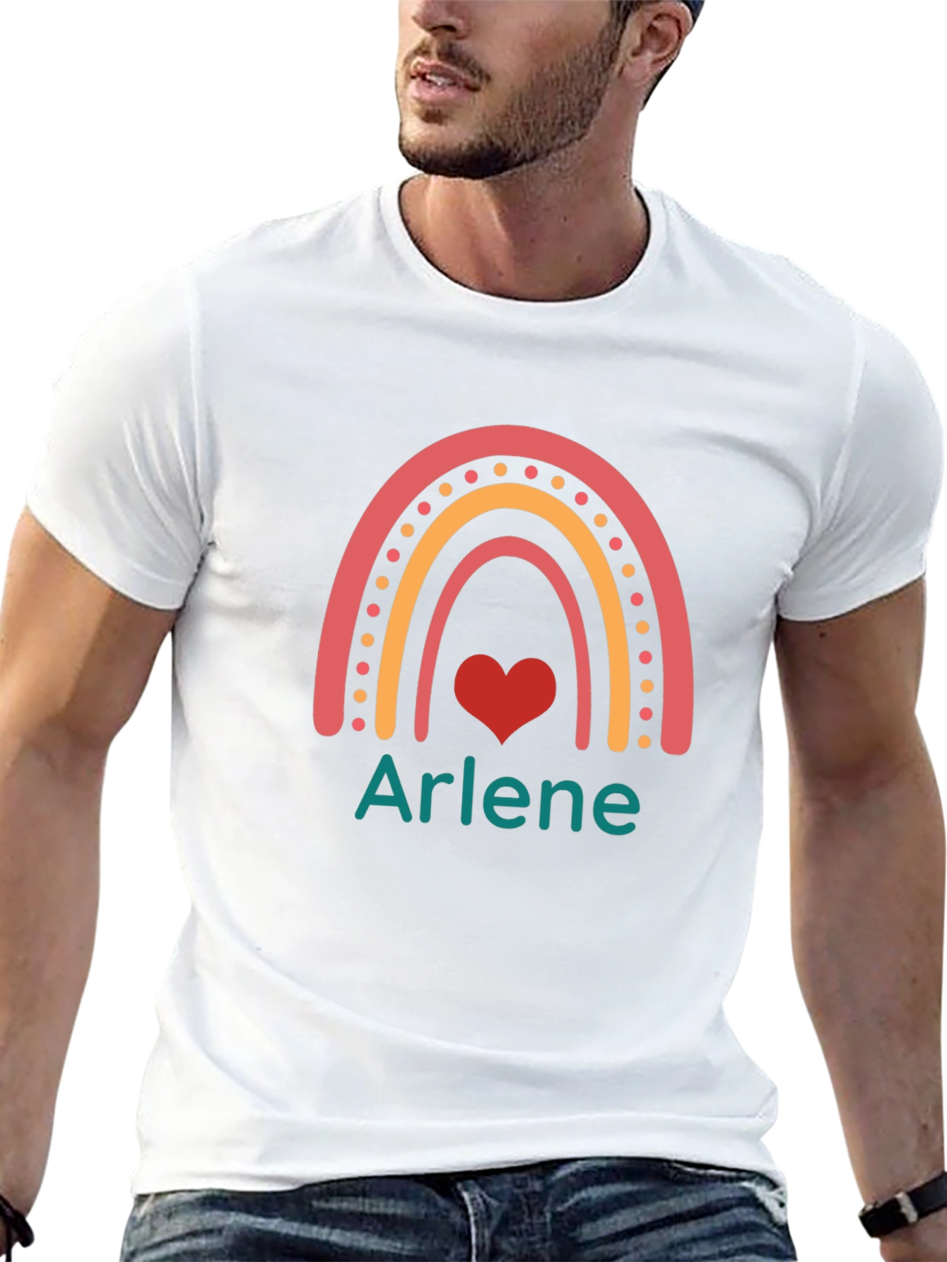 Arlene Rainbow Heart Graphic Black T-Shirt