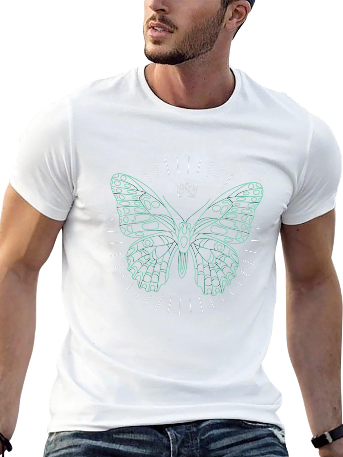 Butterfly Crown Graphic Tee - Modern Black T-Shirt