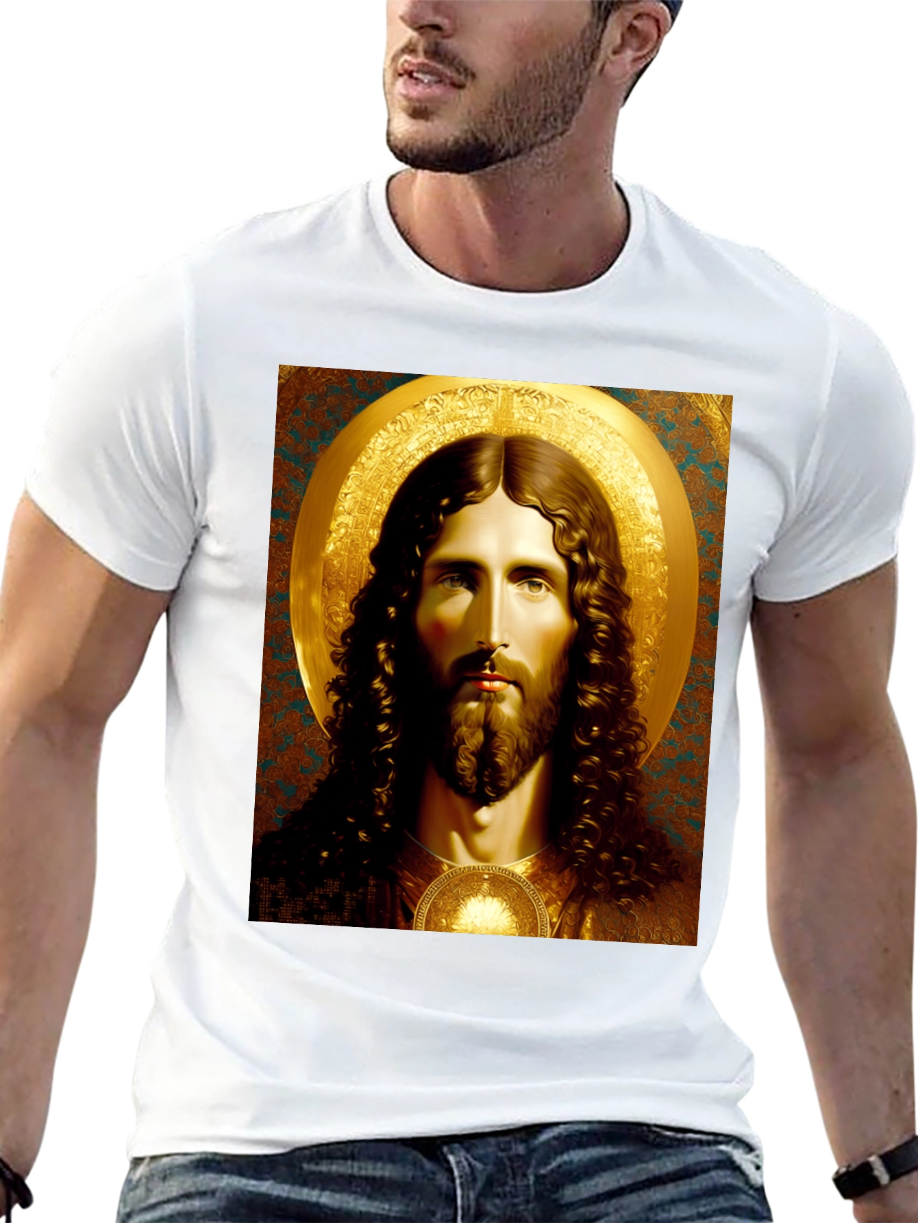 Jesus Portrait Graphic Tee - Black