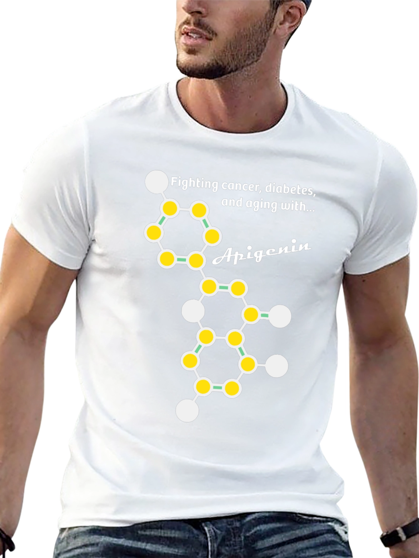 Apigenin Molecule T-Shirt - Fight Cancer Diabetes & Aging