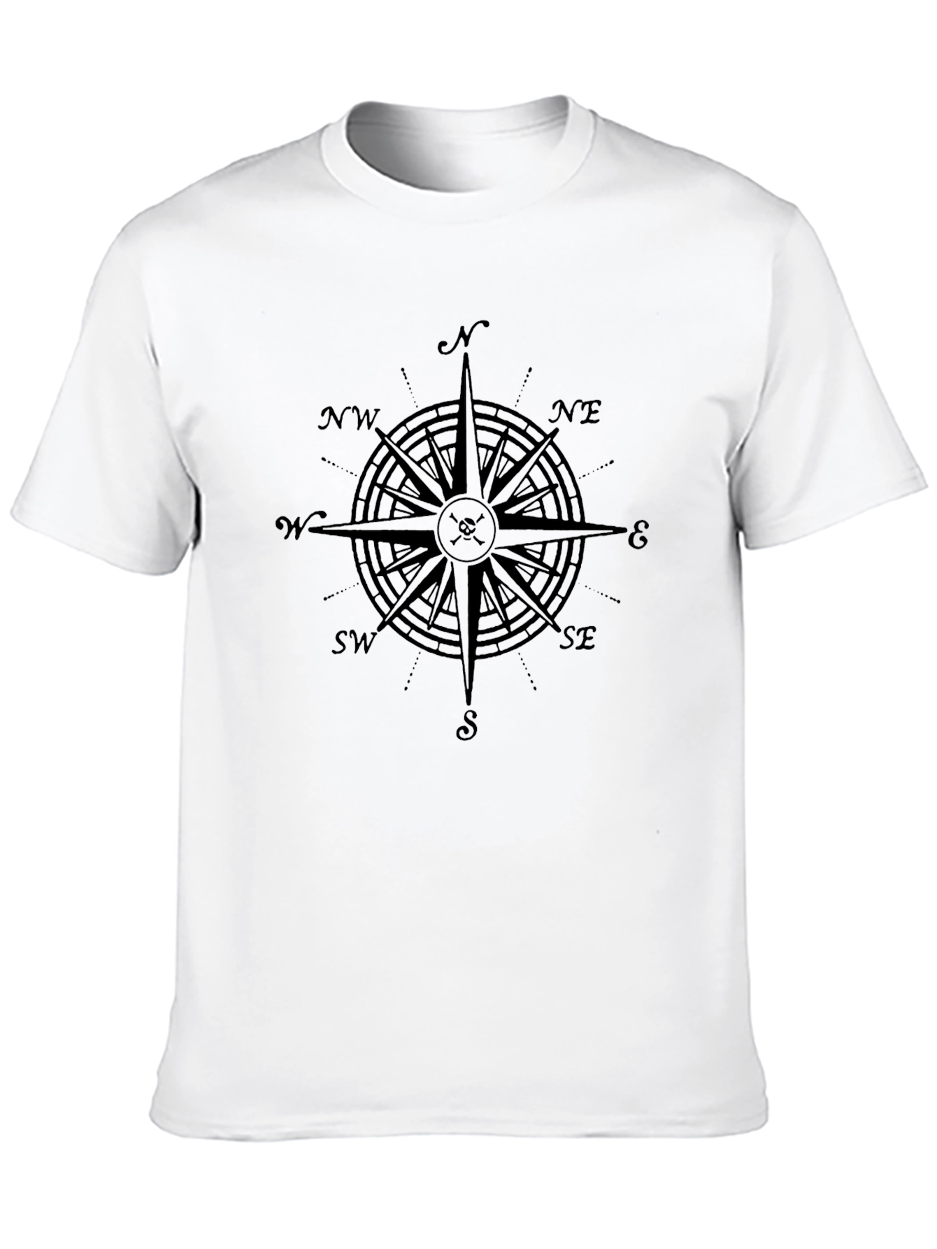 Compass Rose Graphic Mens Black T-Shirt