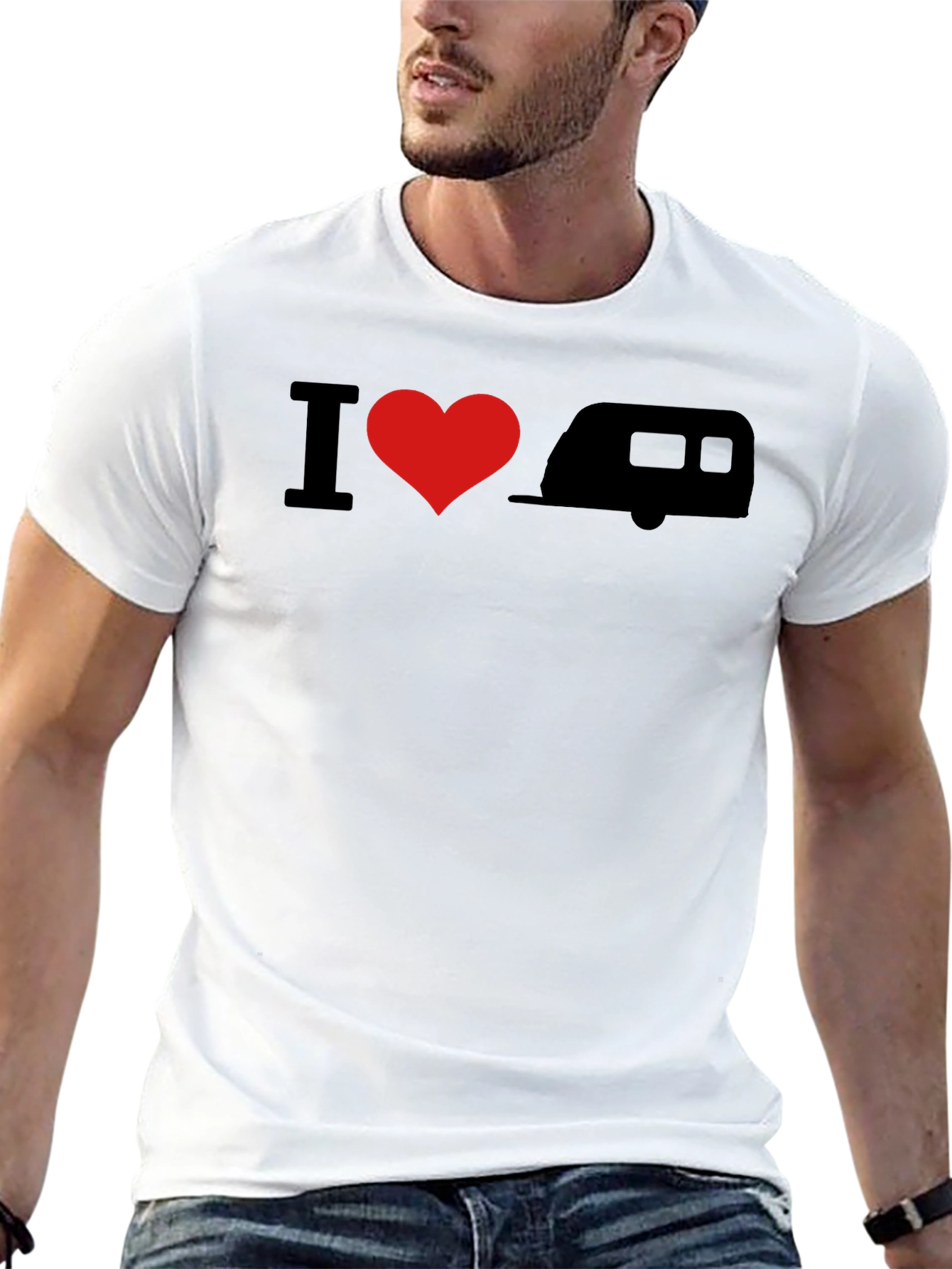 I Heart Camping Graphic Tee - Black Cotton T-Shirt