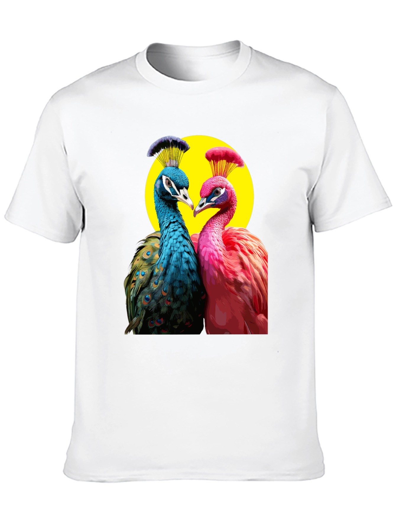 Peacock Couple Graphic Tee - Black Cotton T-Shirt