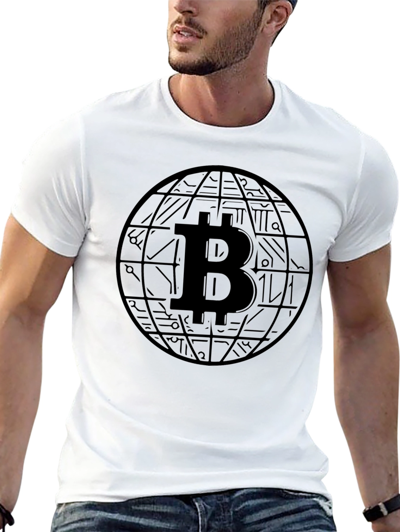 Bitcoin Globe Black Graphic Tee