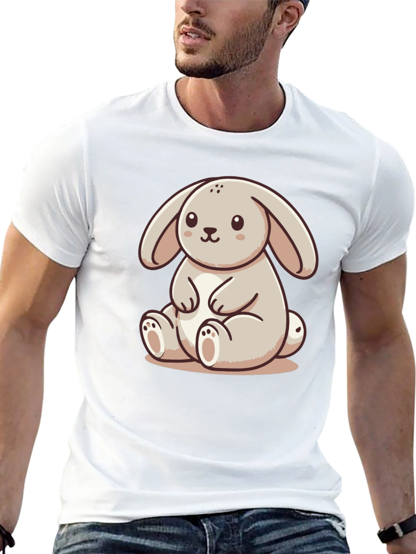 Cute Bunny Graphic Tee - Soft Black Shirt