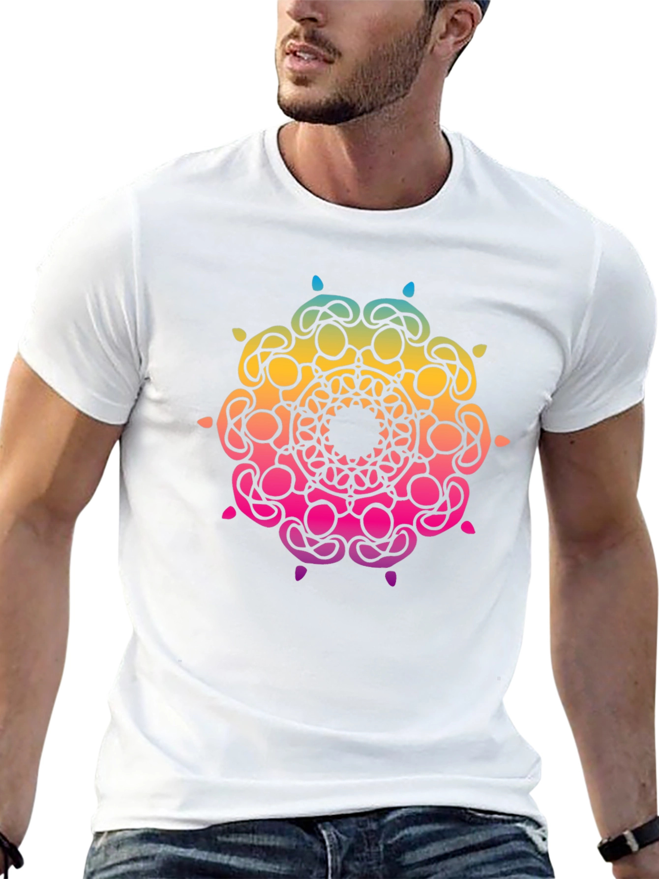 Vibrant Mandala Graphic Tee - Stylish Black T-Shirt