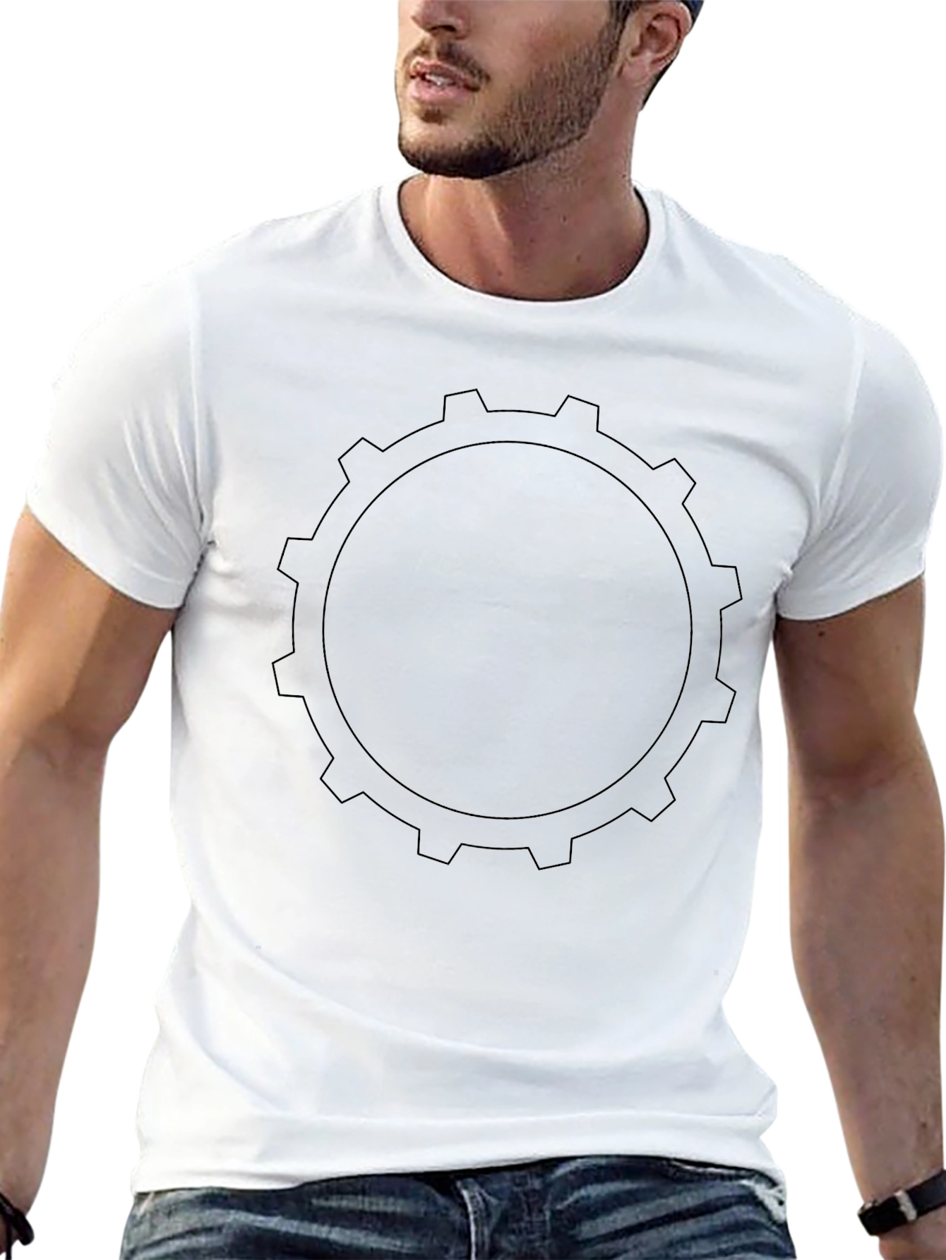 Black Gear Graphic Tee - Mechanical Style