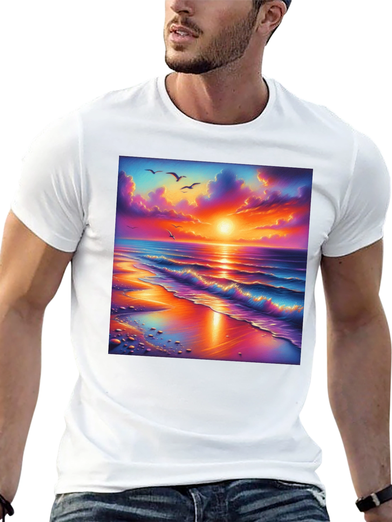 Sunset Beach Graphic Tee - Vibrant Design