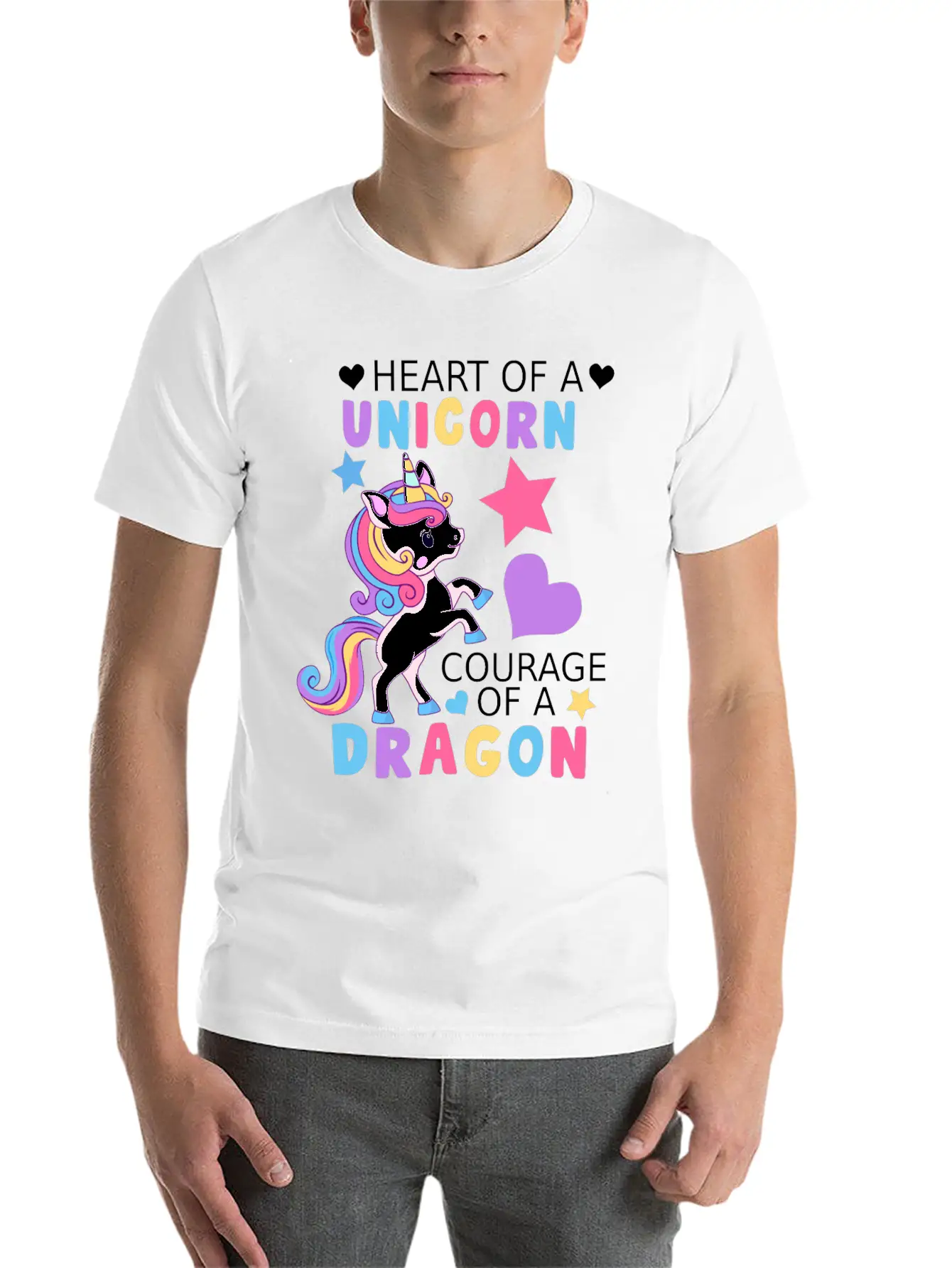 Heart Of A Unicorn, Courage Of A Dragon Unisex Casual T-Shirt – Clean Design For Daily Comfort